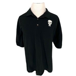 Marvel Punisher Mens 3XL Polo Shirt Black Short Sleeve